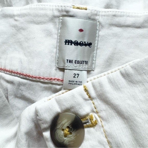 Anthropologie Colette Linen Cropped Wide-Leg Pants Maeve Magic Fabric Cream 27 - Picture 11 of 12